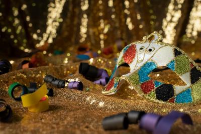 Carnival Mask Surrounded by Confetti – Free Download