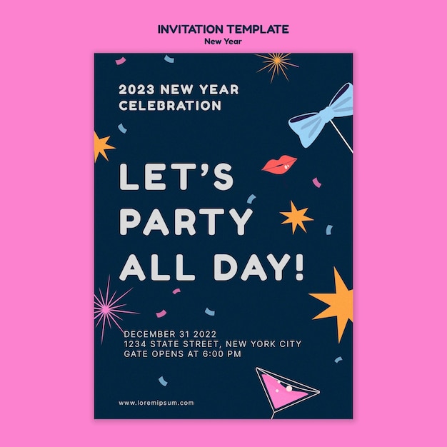 New Year Celebration Invitation Template – Free Download