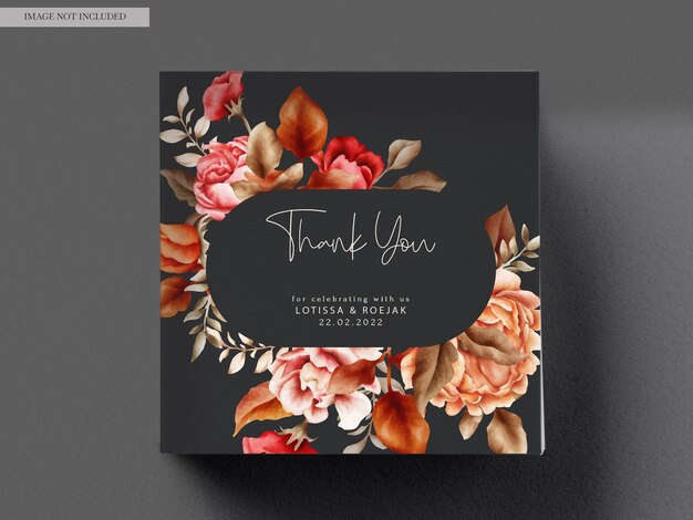 Elegant Watercolor Brown Roses Wedding Invitation Template – Free Download