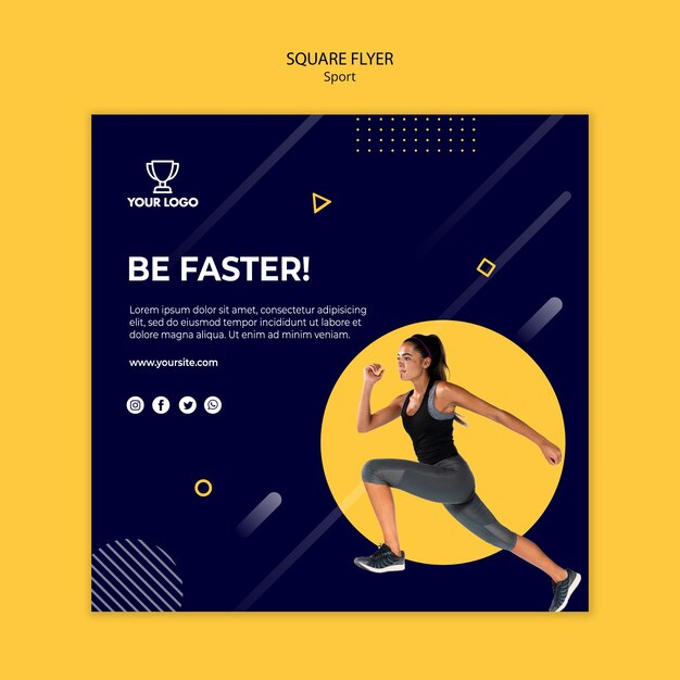 Woman Exercising in Sport Square Flyer Template – Free Download