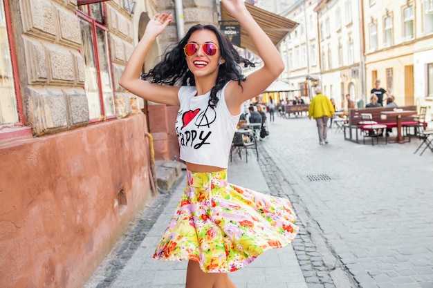 Young Beautiful Woman Walking in Historic City Street – Free Download