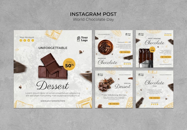 World Chocolate Day Flat Design Template – Free Download