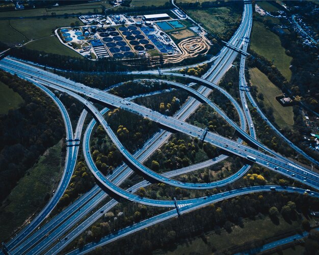 Stunning High Angle View of City Highway – Free Download