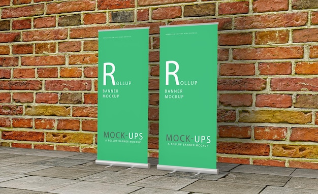 Roll Up or X-Banner Mockup Design with Isolated Environment – Free Download