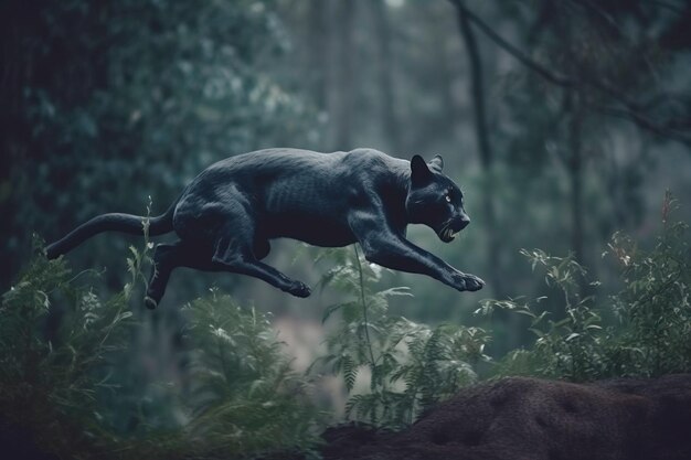 Close-up of a Panther Predator Jumping from the Green Jungle – Free Stock Photo