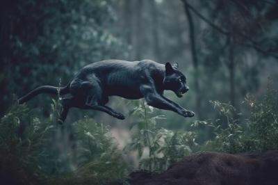 Close-up of a Panther Predator Jumping from the Green Jungle – Free Stock Photo