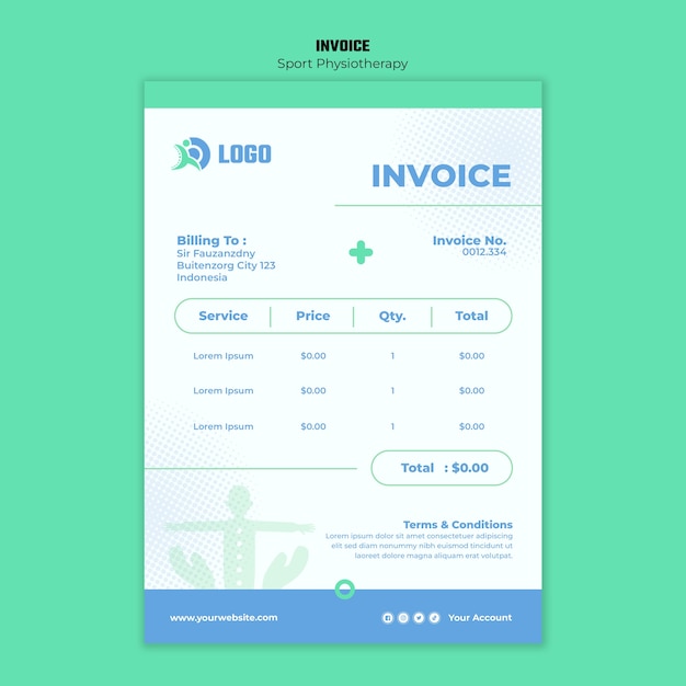 Sports Physiotherapy Invoice Template – Free Download