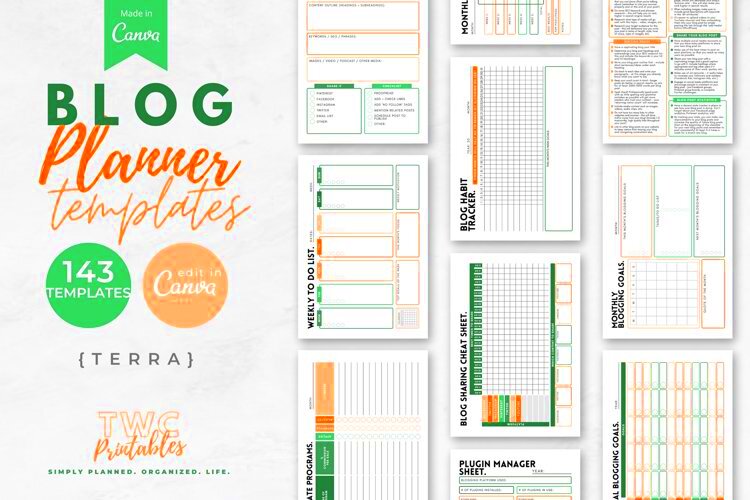 Blog planner canva templates