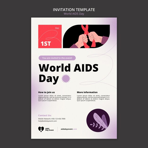 Gradient World Aids Day Invitation Template – Free to Download