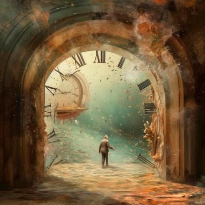 A Man in a Tunnel with a Clock Displaying 3:30 – Free Stock Photo for Download