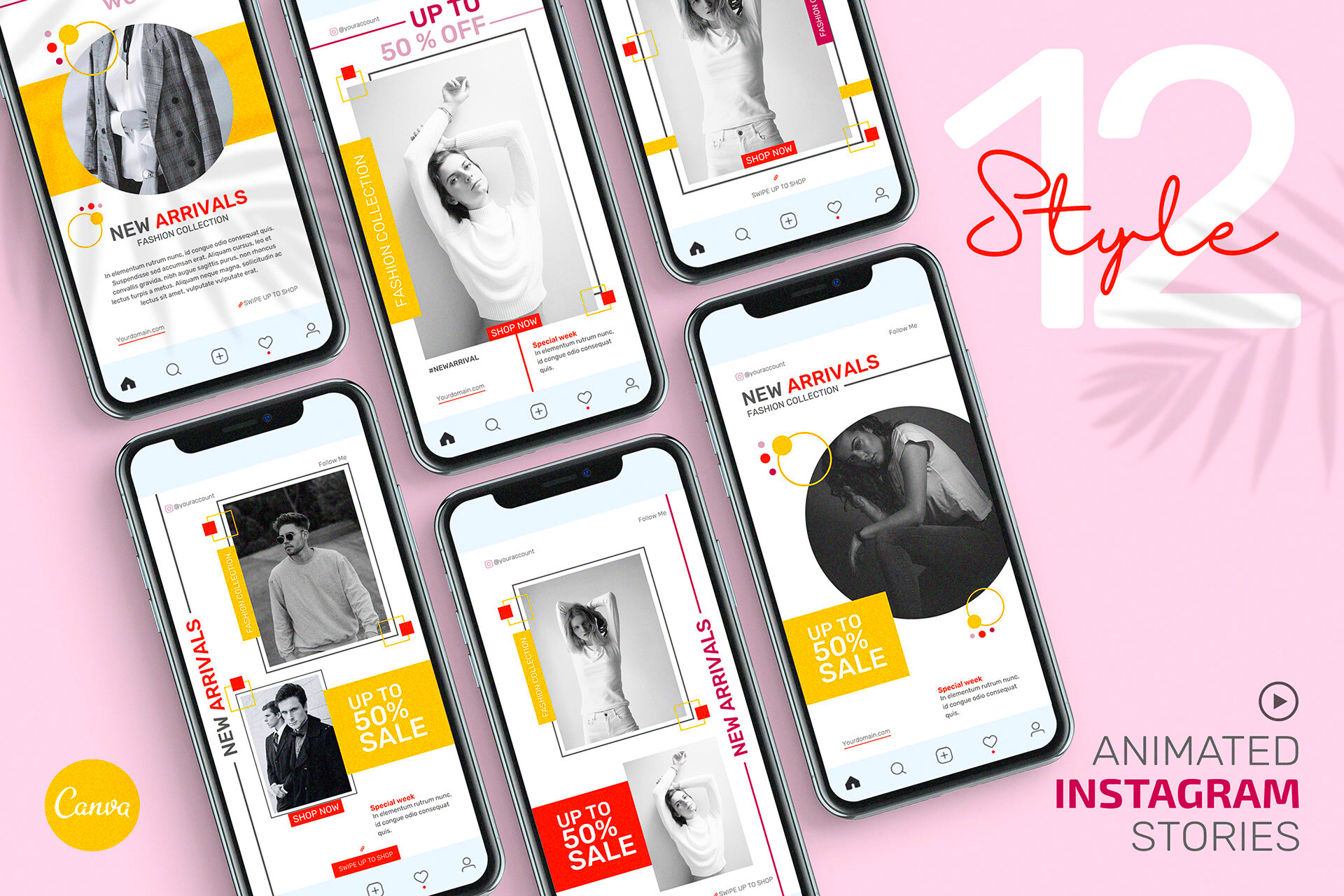 12 Animated Instagram Stories CANVA templates pack 8 on Behance