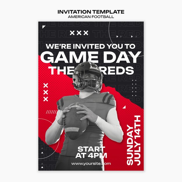 American Football Invitation Template in Flat Design – Free Download