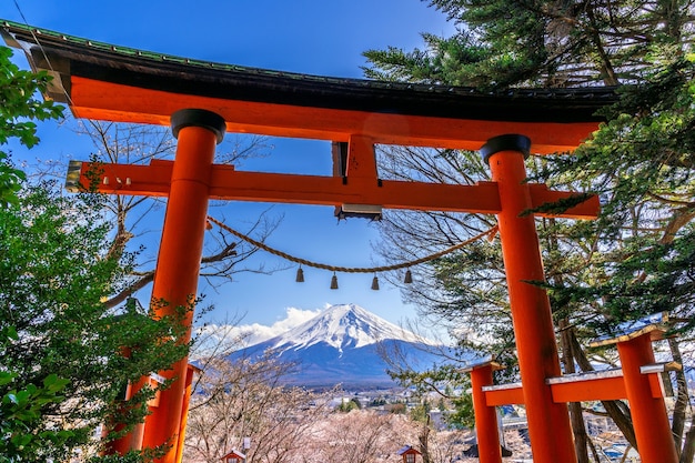 Red Pole Against Mount Fuji in Japan – Free Stock Photo, Download for Free