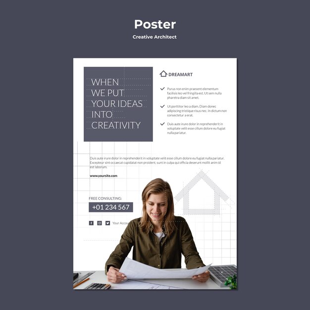 Creative Architect Poster – Free Download of Stunning PSD Templates