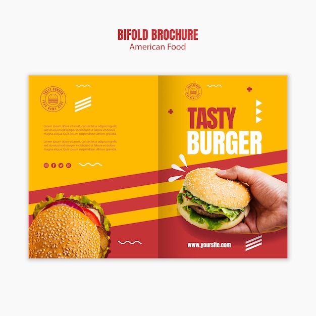 Bifold Brochure Template for American Burger Food – Free Download