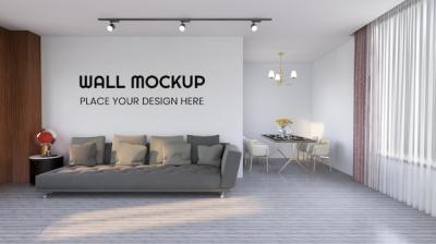 Realistic Wall Mockup for Interior Living Room – Free to Download