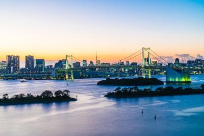 Stunning Tokyo Cityscape Featuring the Iconic Rainbow Bridge – Free Download