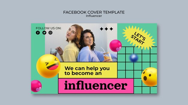 Realistic Emoji Influencer Facebook Cover – Free Download