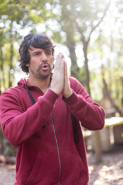 Man Practicing Breathing Exercises – Free Stock Photo for Download