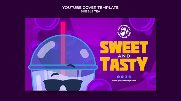 Bubble Tea YouTube Cover Template Design – Free Download