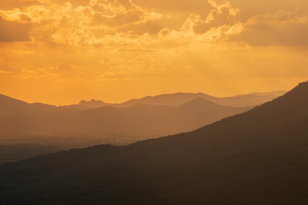 Silhouette Mountains Against Orange Sky – Free Stock Photo for Download