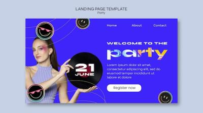 Flat Design Party Template – Free Download Stock Photo