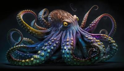 Colorful Octopus Sculpture on Black Tablecloth – Free Stock Photo