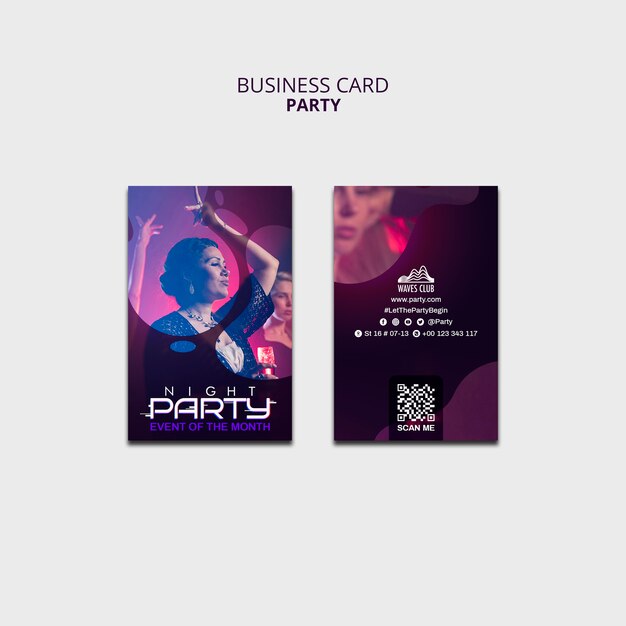 Gradient Night Party Business Card Template – Free Download