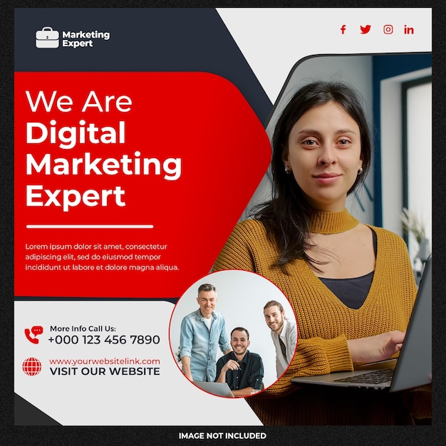 Digital Marketing Agency Corporate Social Media Post & Square Web Banner Template – Free Download