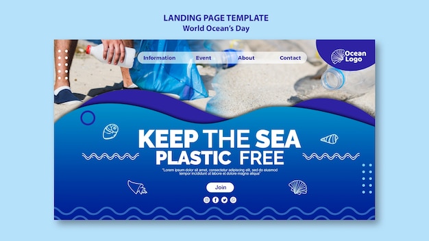 World Oceans Day Landing Page Template Design – Free Download