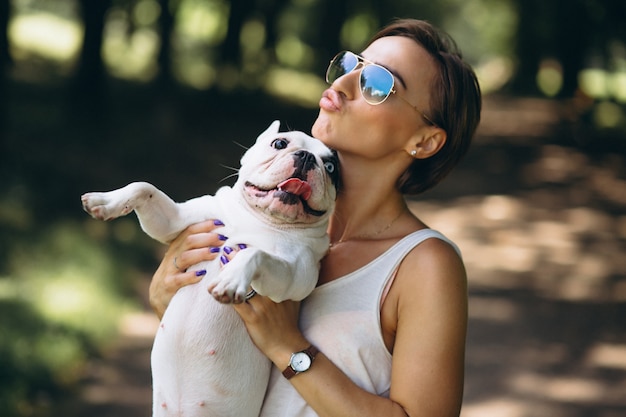 Woman and Her Pet French Bulldog – Free Download