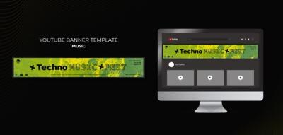 Techno Music Festival YouTube Banner Template – Free Download