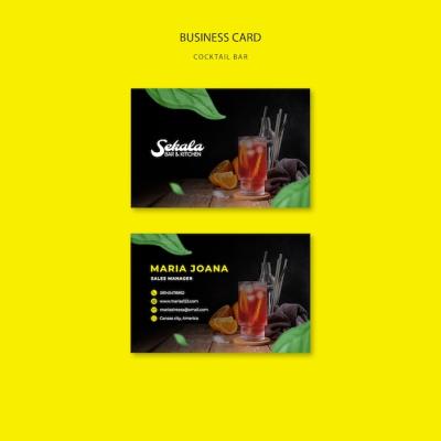 Cocktail Bar Business Card with Delicious Drinks – Free Download