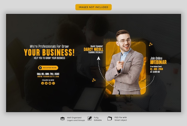 Corporate Web Banner Template for Digital Marketing Webinar – Free Download