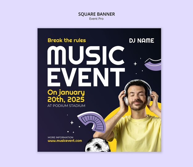 Flat Design Music Event Template – Download Free Stock Photo