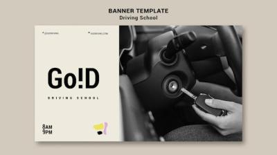 Driving School Banner Design Template for Promotion – Free Download