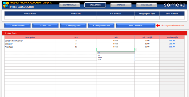 Product Pricing Calculator Excel Template Price Calculator