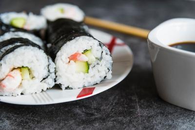 Sushi Rolls, Soy Sauce, and Chopsticks – Free Stock Photo for Download