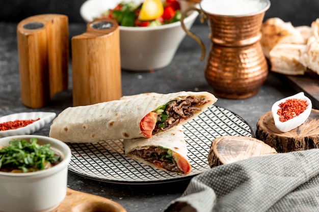 Half-Cut Beef Doner in Flatbread Wrap – Free Stock Photo, Download Free