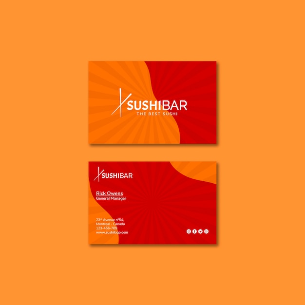 Sushibar Restaurant Business Card Template for Japanese Cuisine – Free Download