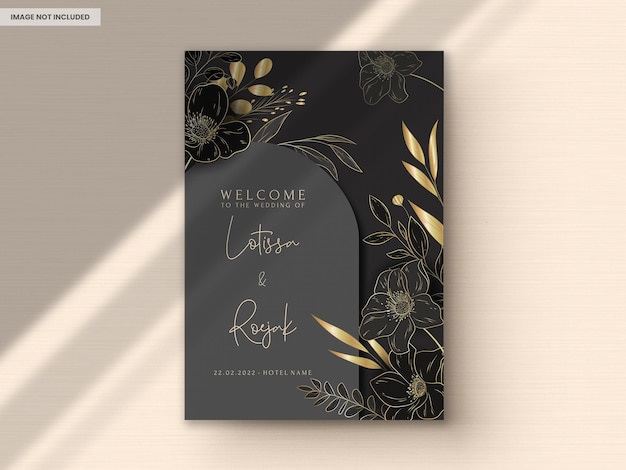 Elegant Luxury Wedding Invitation Card with Gold Floral – Free Download