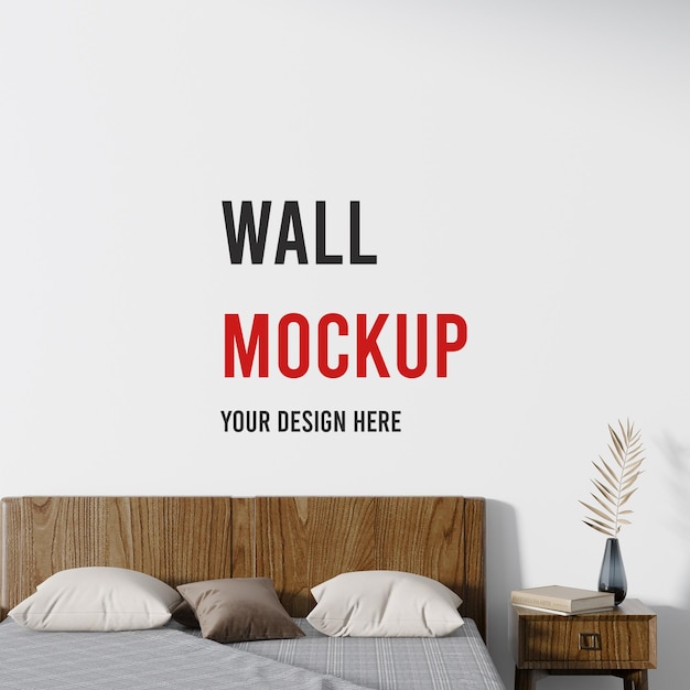 Wall Mockup Behind a Wooden Bed – Free Stock Photo for Download