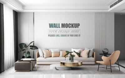 Modern Style Wall Mockup for Living Room – Free Download