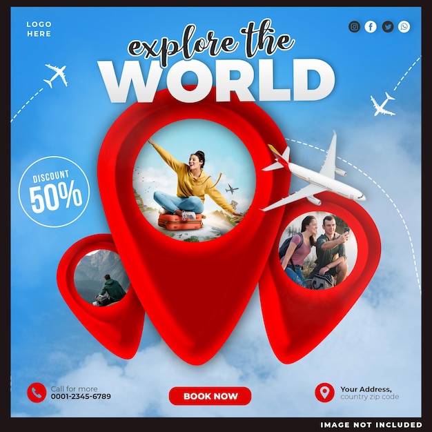 Travel Agency Social Media Post Template – Free Download