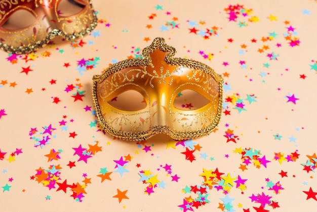 Golden Mask and Stars Confetti – Free Download