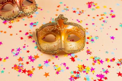 Golden Mask and Stars Confetti – Free Download