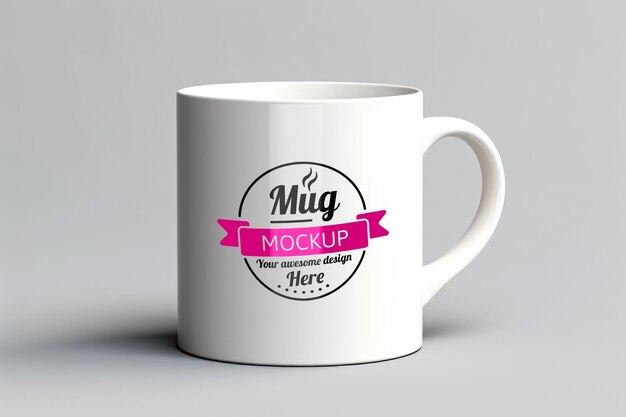 Label Mockup on White Mug Against White Background – Free to Download