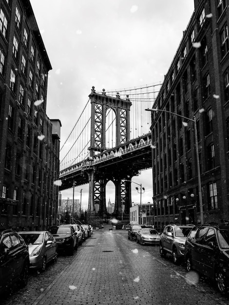 Grayscale Photography of Brooklyn Bridge – Free Download