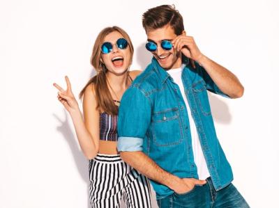 Portrait of Happy Couple in Sunglasses – Free Download