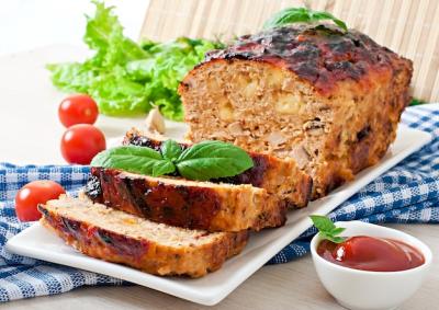 Homemade Ground Meatloaf with Ketchup and Basil – Free Stock Photo, Download for Free